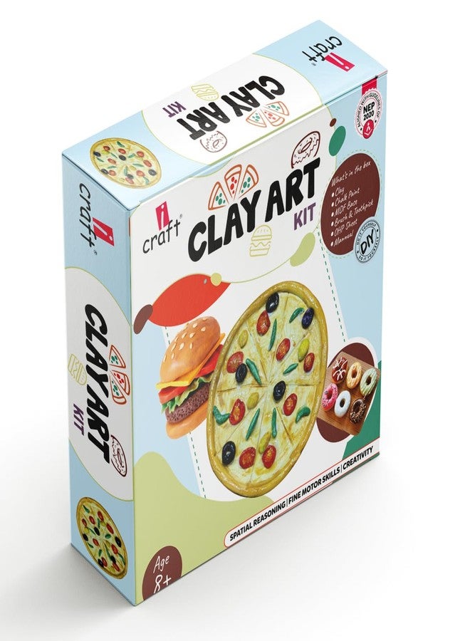 iCraft DIY Clay Art Kit for Kids 8+ - Food Sculpting, Painting & Modeling - Pizza, Burger & Donuts - Fine Motor Skills & Creativity - Includes Clay, Paint, Tools & More - Image 1